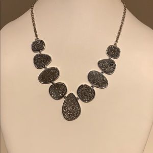 Silver Tone Titanium Druzy Necklace